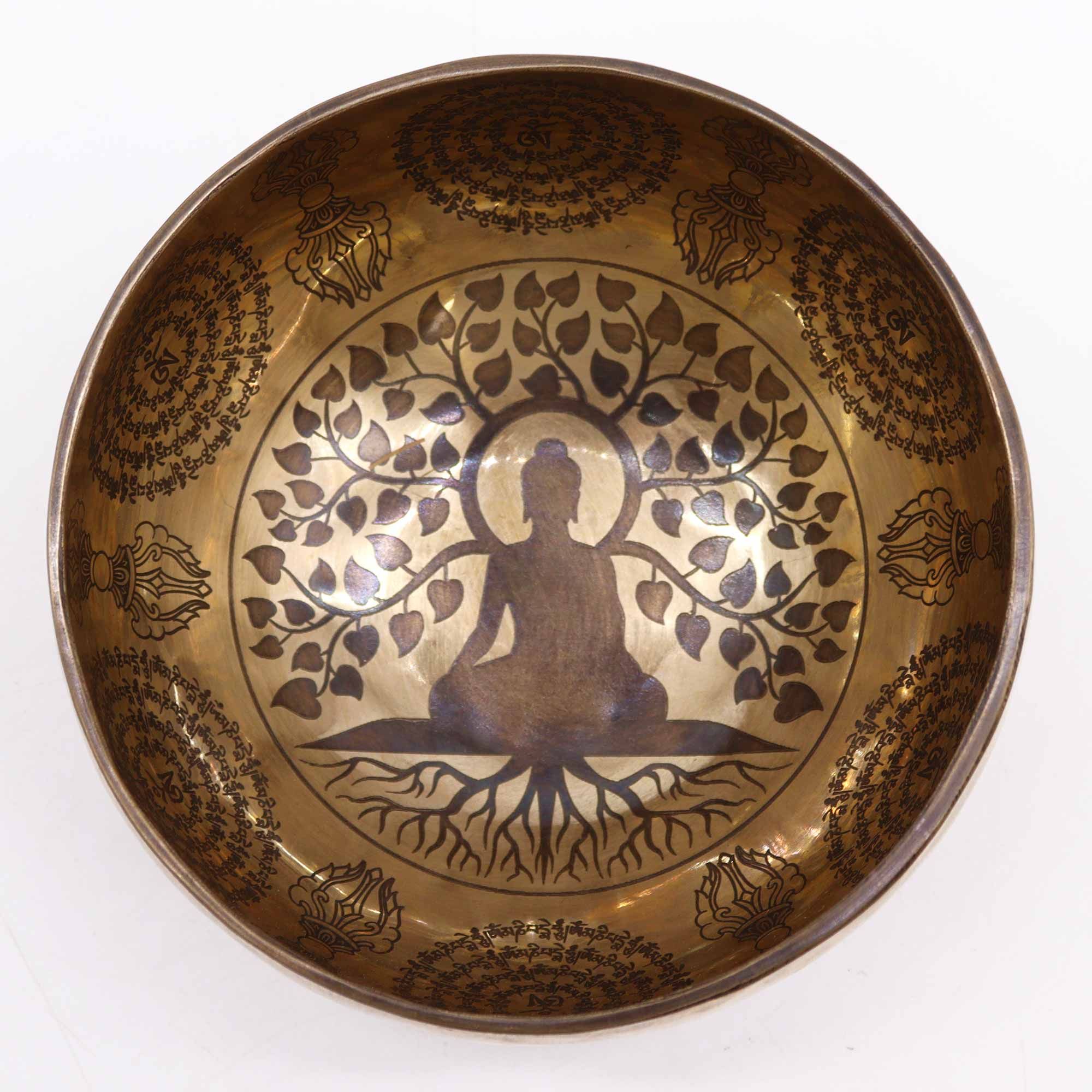 Tibetan Healing Engraved Bowl - 16cm - Bodhi Tree Buddha - Image 3