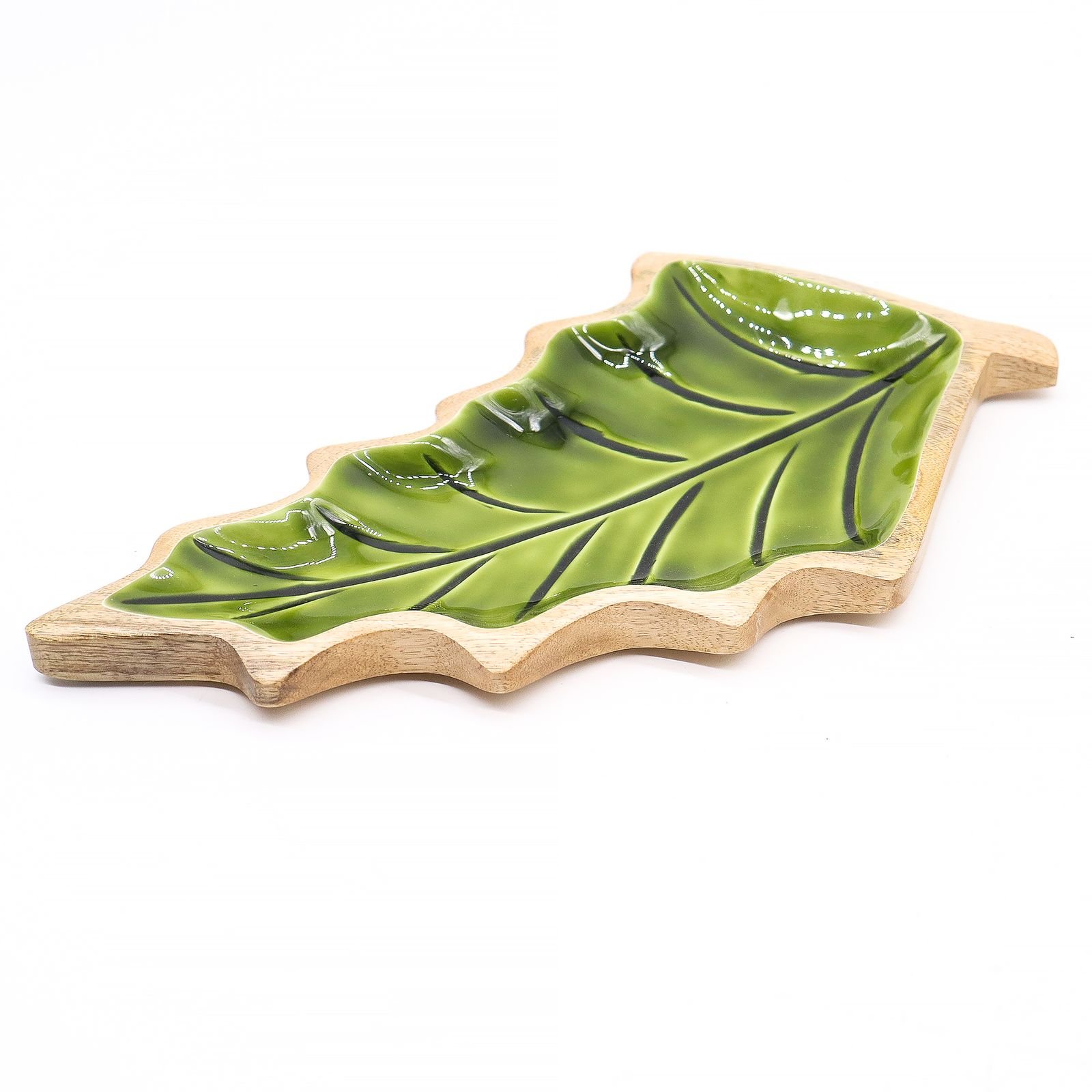 Lost in the Forrest - Enamel Leaf Wooden Bowl - 33x17cm - Image 7