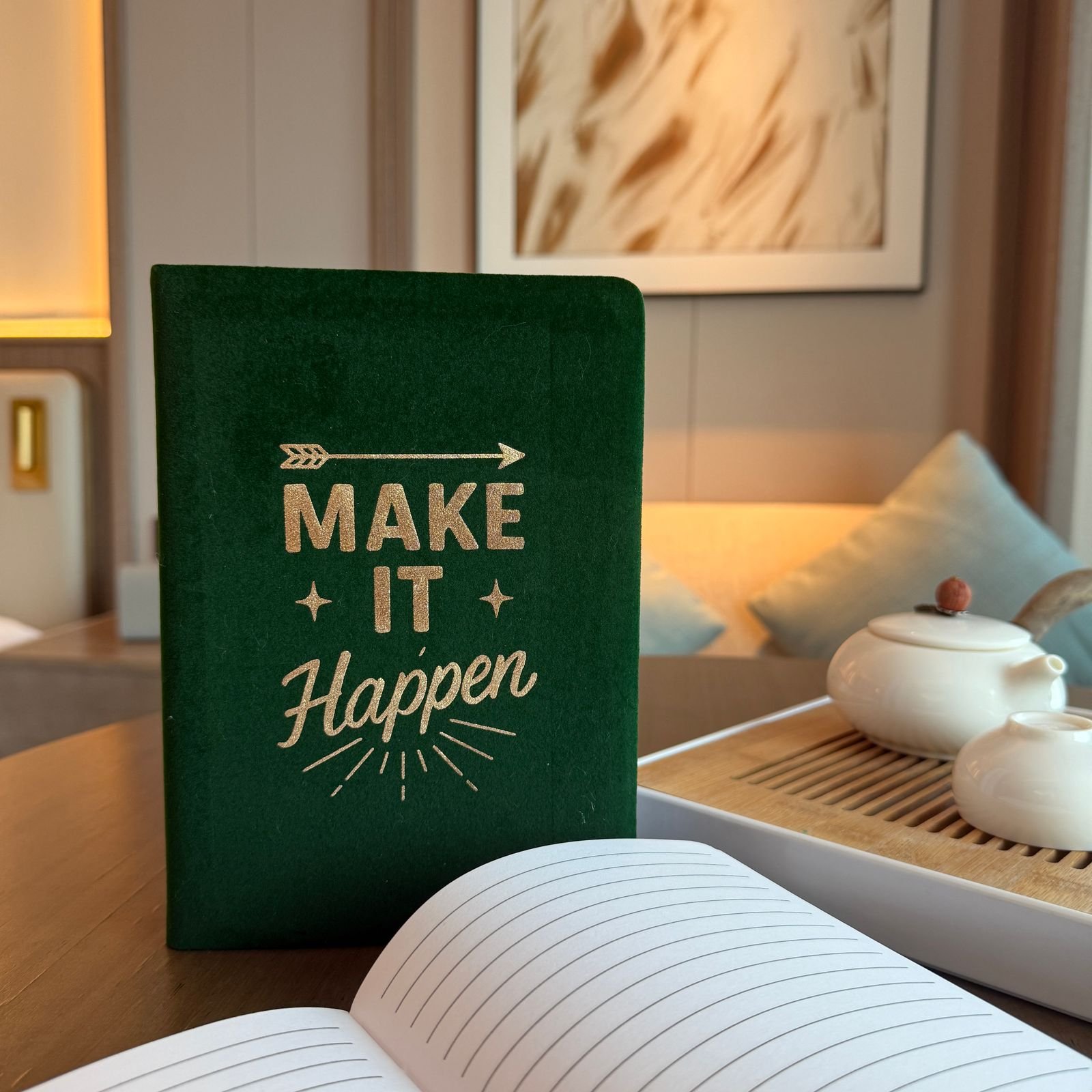 Dark Green Velvet Notebook - 80 pages - Make It Happen - Image 3