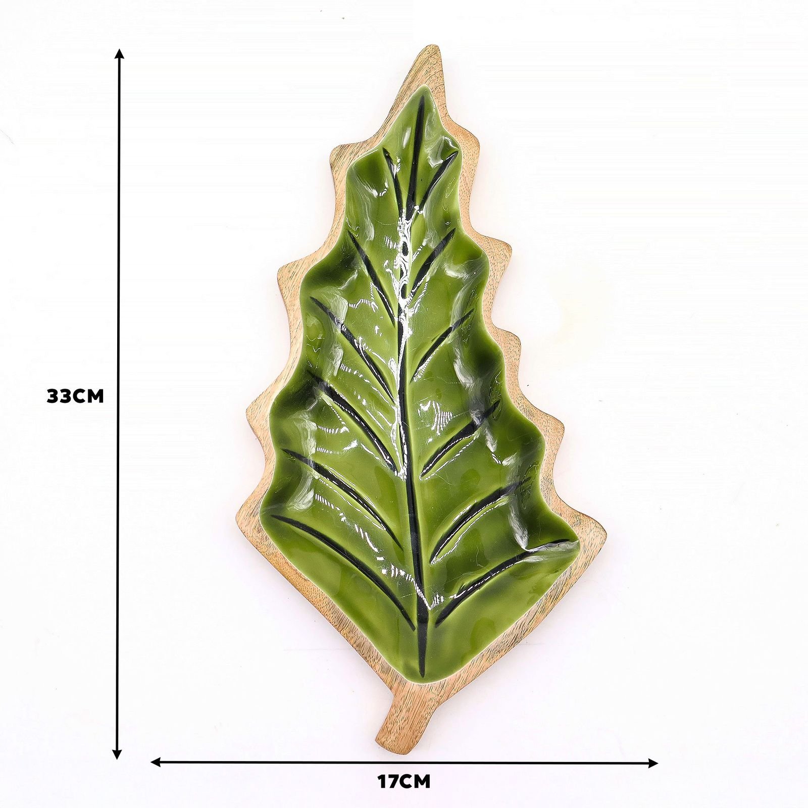 Lost in the Forrest - Enamel Leaf Wooden Bowl - 33x17cm - Image 10
